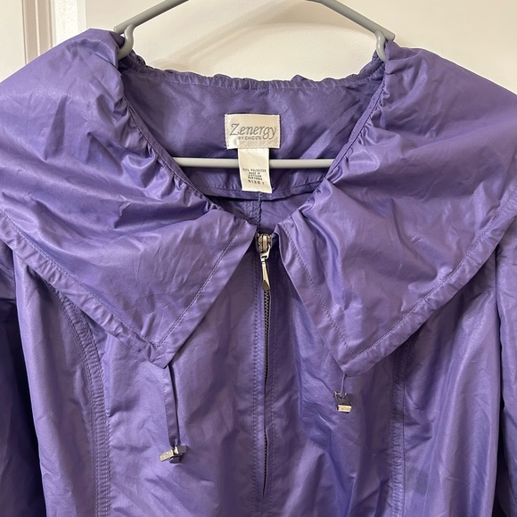 Chico's Purple Trench Jacket with Belted Waist and Water-Resistant Finish - Picture 5 of 6
